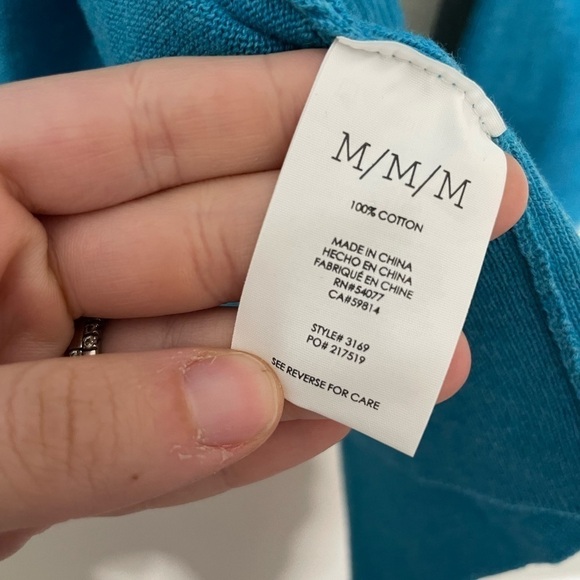 CAbi 3169 Blue Ribbed Button Front Cardigan Scoop Neck Medium - Picture 3 of 5